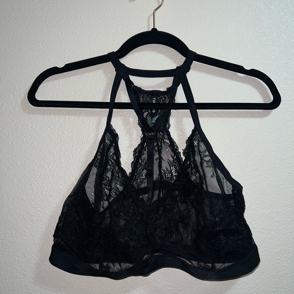 Black Lace Bralette w/ Front Harness